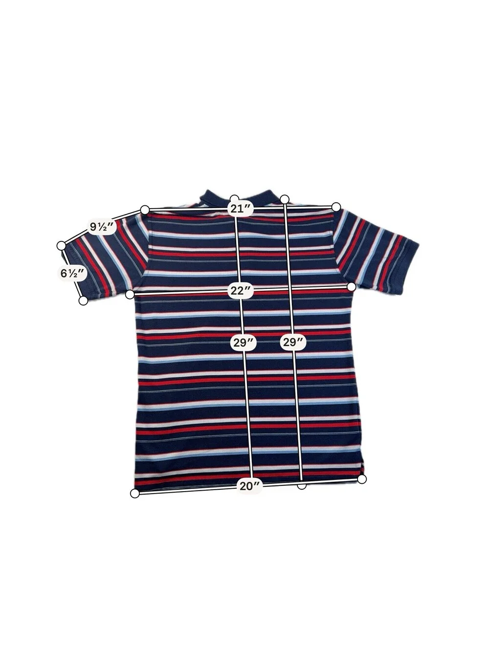 Polo Ralph Lauren Polo Shirt Blue & White Red Striped W/ Pony XL Youth Pre Owned